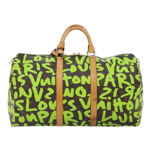 LOUIS VUITTON Monogram Graffiti Keepall 50 Boston Bag Vert M93700 - Picture 13 of 16